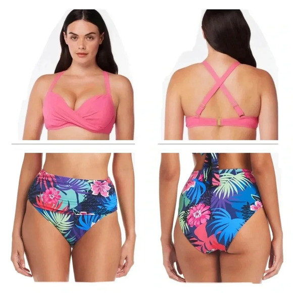 BLEU ROD BEATTIE KORE UNDERWIRE CROSS BACK BIKINI TOP AND BOTTOM - Picture 1 of 10